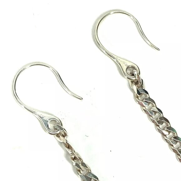 GUCCI Hook Chain Logo Bar lariat Long Swing Drop Accessories Pierce Metal Silver - Picture 2 of 7